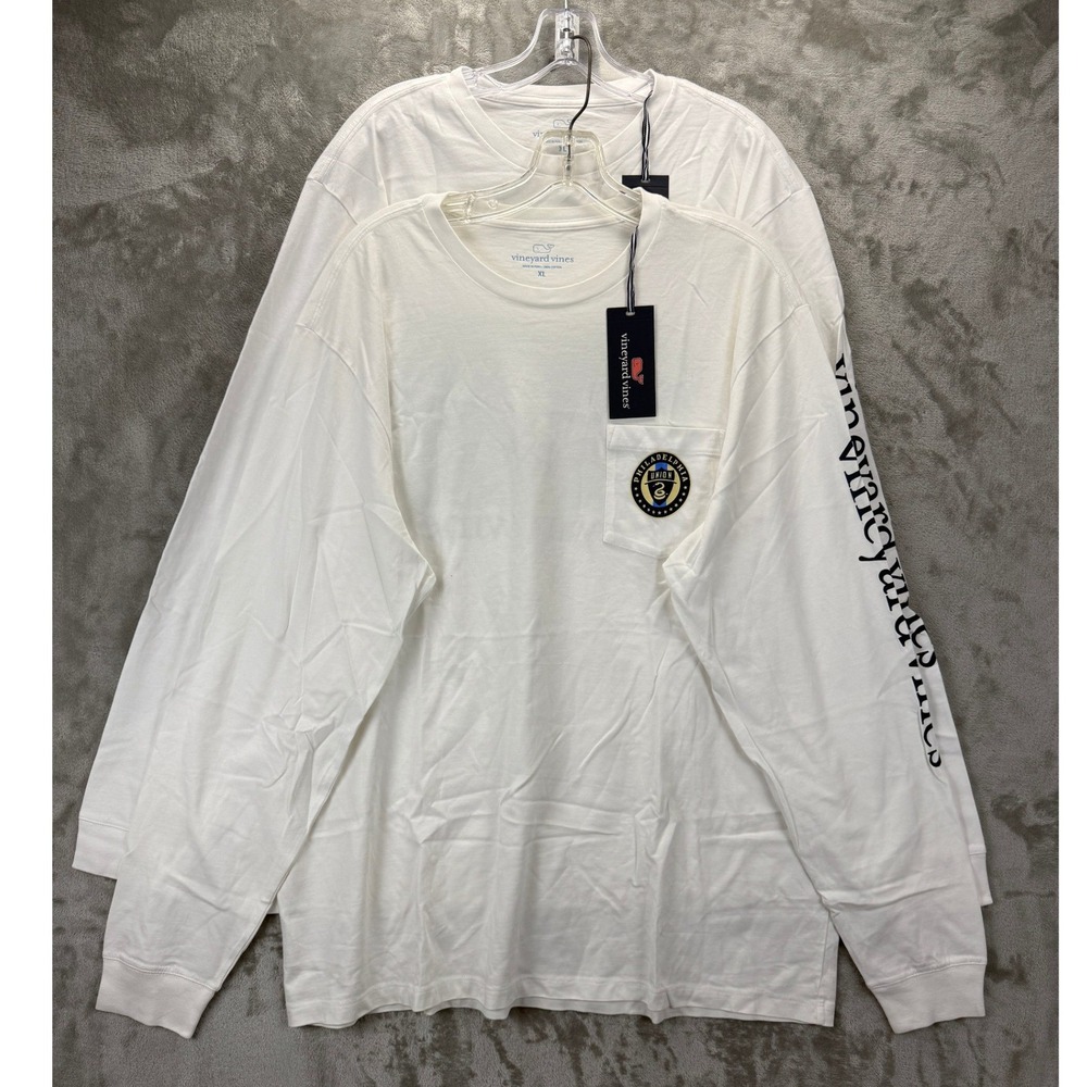 Vineyard Vines Philadelphia Union MLS Long Sleeve Pocket Tee White Mens XL‎ NEW